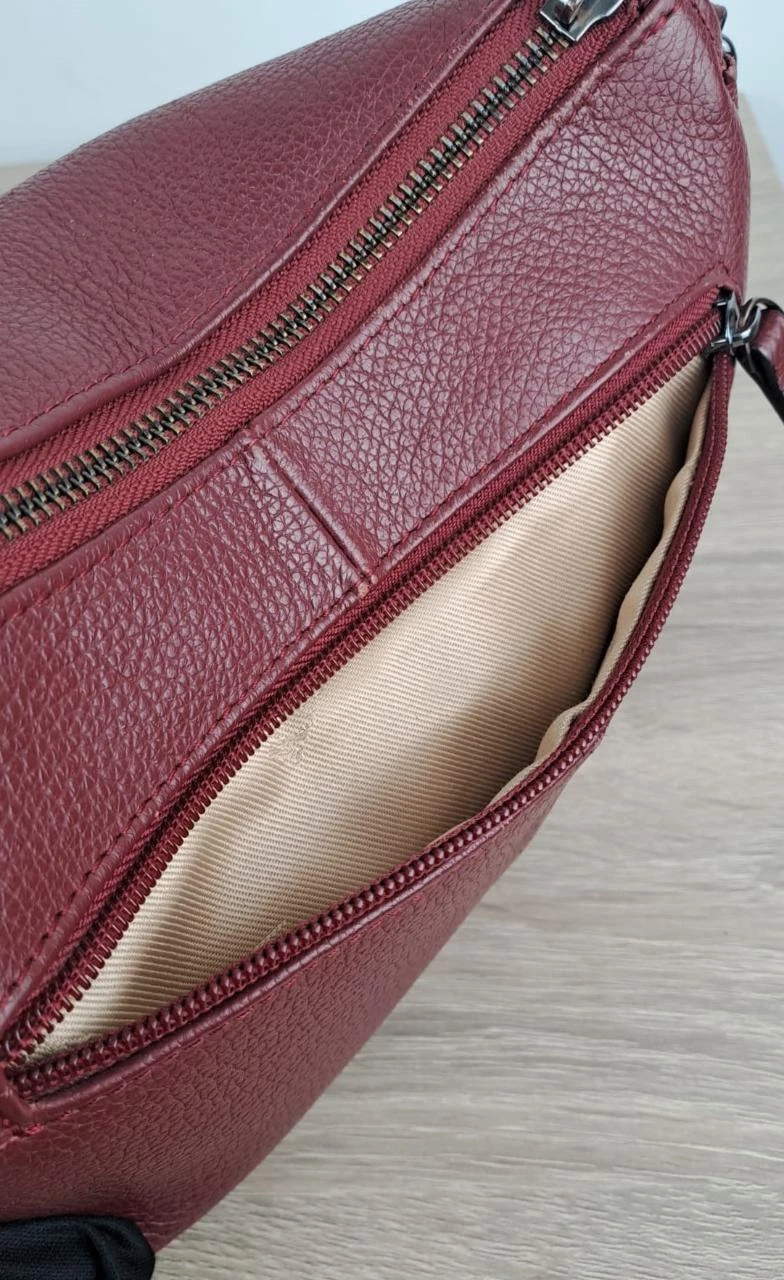 Vintage Katana Burgundy Women's Grained Leather Multi-Pocket Crossbody Bag / 182R – photo 7